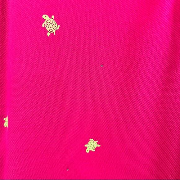 The Quacker Factory New Pink Green Turtle Print Collared Sleeveless Polo Top L - Picture 3 of 10